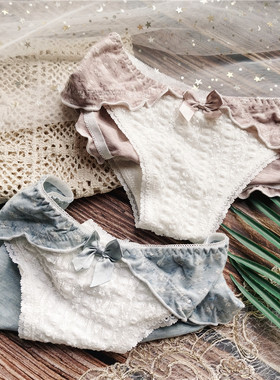 包邮【80-120】1758甜美日韩蕾丝蝴蝶结棉质性感低腰女内裤艾蒂