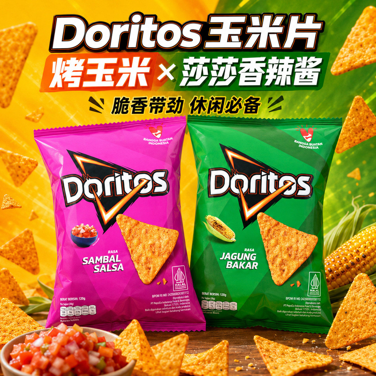 印尼进口零食Doritos烤玉米多力多滋三角玉米脆片儿童节休闲小吃