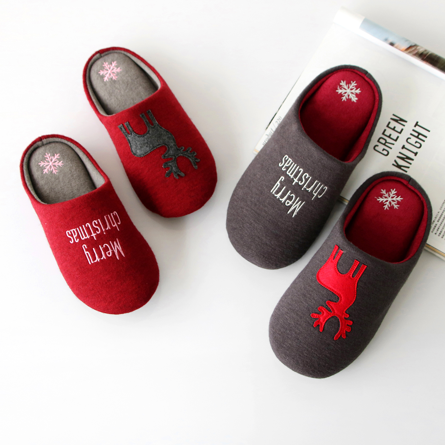 软底静音亲子儿童情侣卡通棉拖鞋