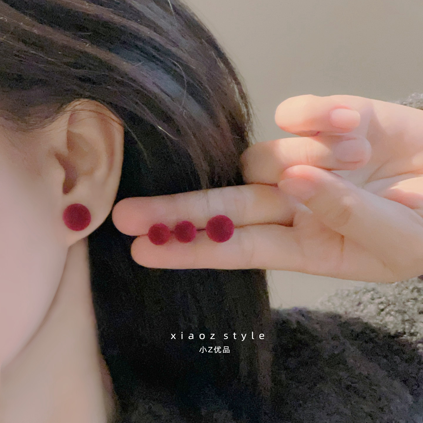 酒红丝绒球球耳钉女2026过年本命年小众轻奢豆豆巨好看耳环马耳饰,饰品/流行首饰/时尚饰品新,耳钉,淘宝优惠券,粉丝福利购,淘宝优惠卷