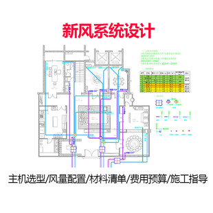 新风系统设计全热交换机施工图代画单向流新风方案材料清单费用