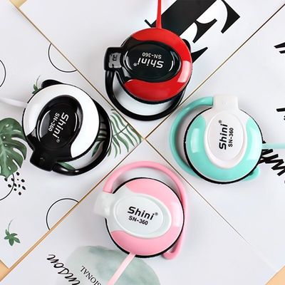 挂耳式运动线控圆孔耳塞带麦耳机