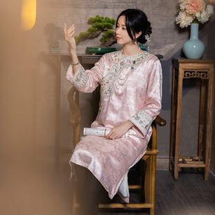 【新中式棉服】远镇秋冬款连衣裙复古中国风女装厚棉衣刺绣旗袍裙