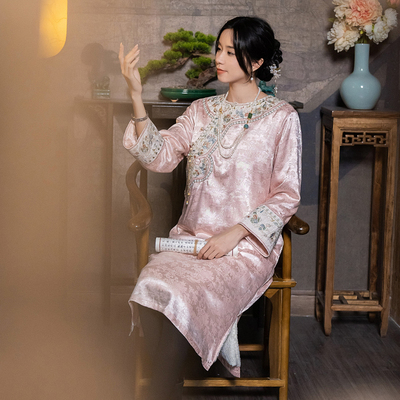 中长连衣裙远镇刺绣新中式旗袍裙