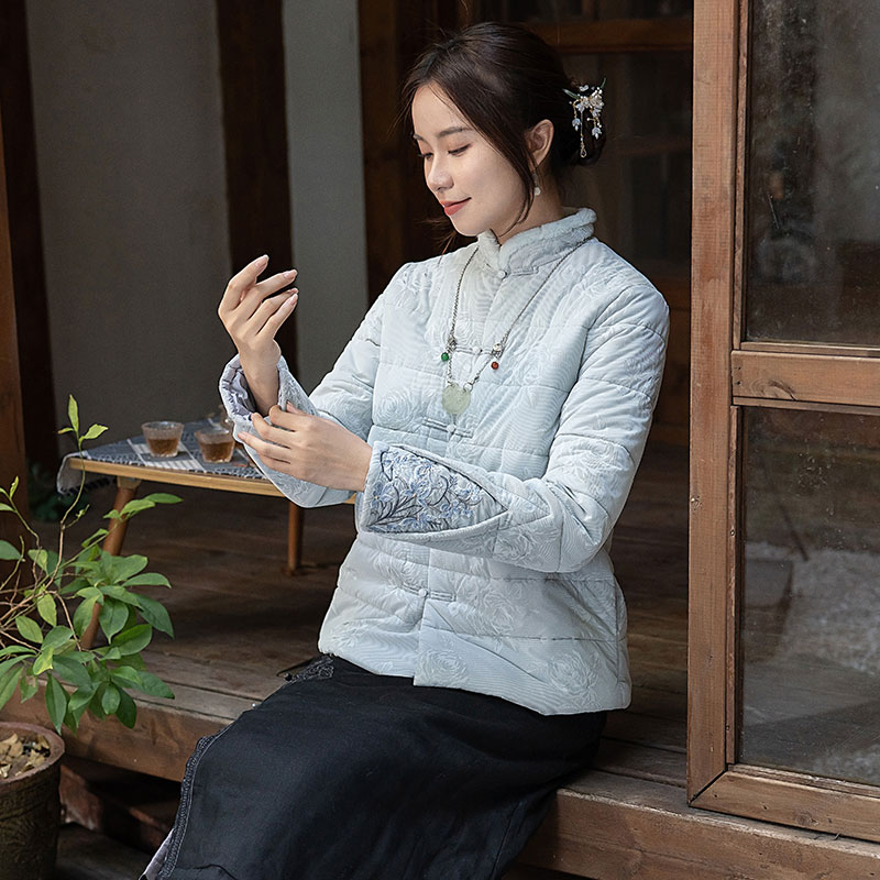 远镇棉衣刺绣中国风中式茶服外套