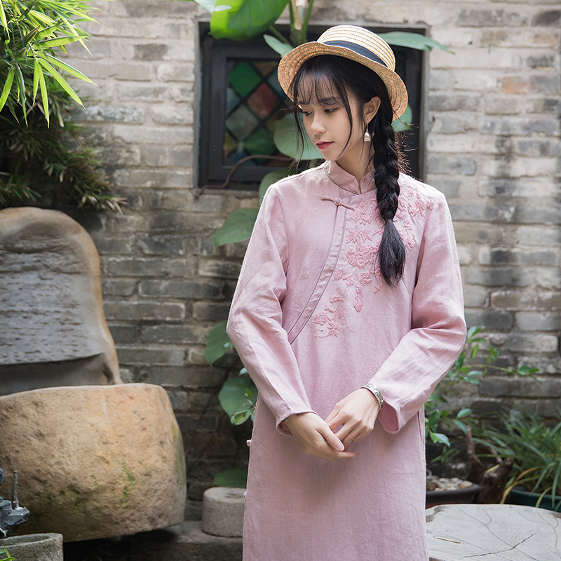民族风夏棉麻上衣茶禅服文艺连衣裙(用10元券)