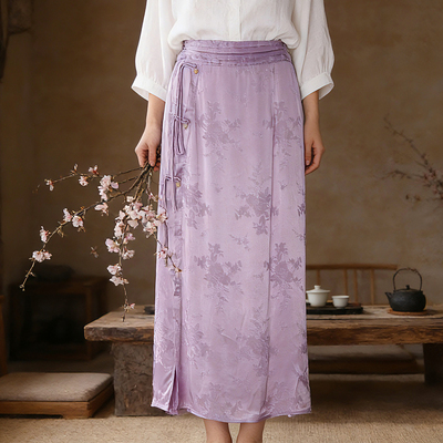 新中式天丝提花缎面垂感半身裙