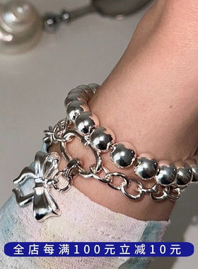 PLUS JEWELRY/自留款！好rua的串串！可盘大珠珠圆珠手链925纯银