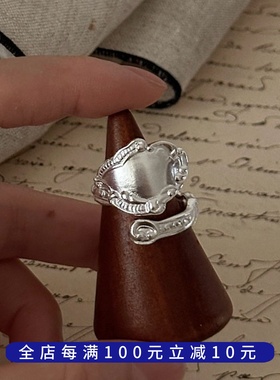 PLUS JEWELRY / 纯银勺戒钥匙戒指日系自制款不对称开口重工925银