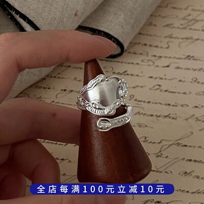 PLUS JEWELRY / 纯银勺戒钥匙戒指日系自制款不对称开口重工925银