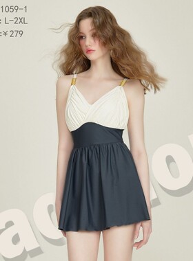 号手151059新款游泳衣女吊带连体裙式泳装无袖夏季高级感保守显瘦