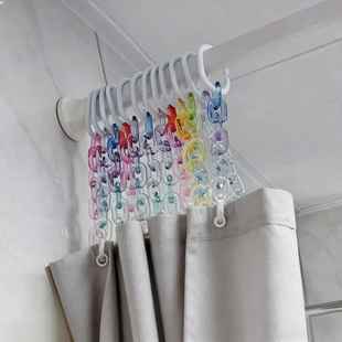 ins新款可拆卸加长果冻彩色亚克力浴帘延长挂钩透光帘窗帘扣