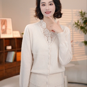 超软贴肤舒服秋冬洋气针织衫 100%纯山羊绒 蕾丝外穿内搭气质