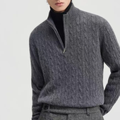 100%纯山羊绒厚款 绒衫 常规款 男士 套衫 长袖 加厚保暖秋冬针织衫