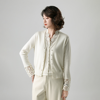 精纺细羊毛开衫洋气长袖打底