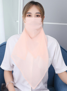 真丝防晒口罩面罩护颈防紫外线女夏季薄款透气 防晒面纱全脸遮阳