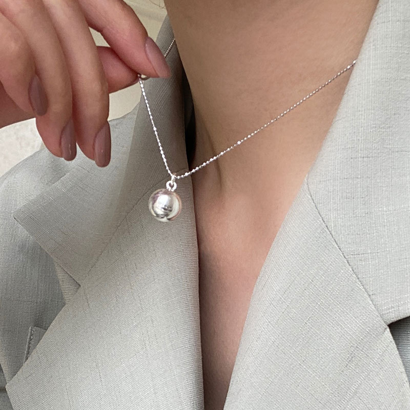 小球项链纯银实心波光粼粼锁骨链