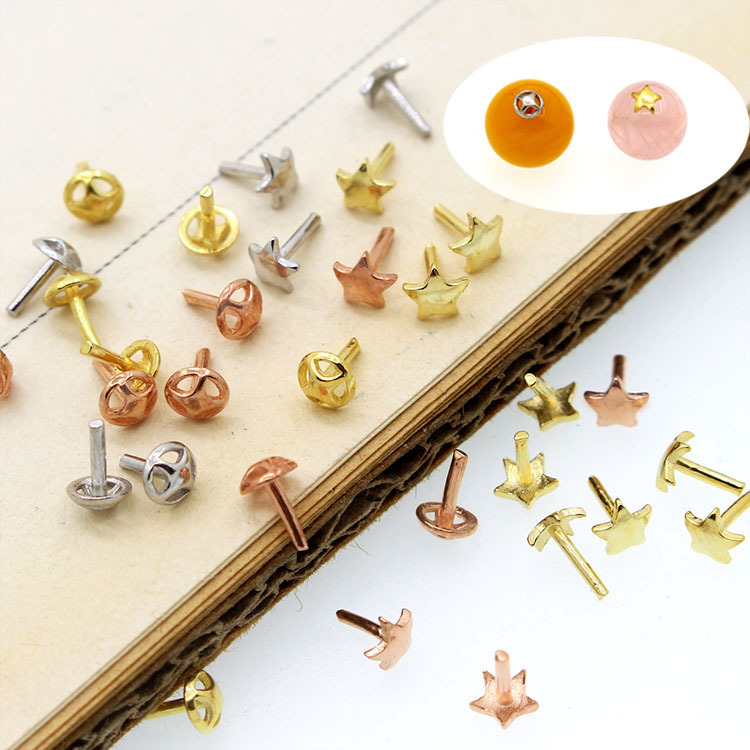 珠孔堵 S925纯银镀K金饰品DIY手工配件材料T字堵头珠塞封孔堵托盘