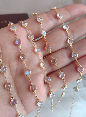 轻奢日系14k金月光石精致手链