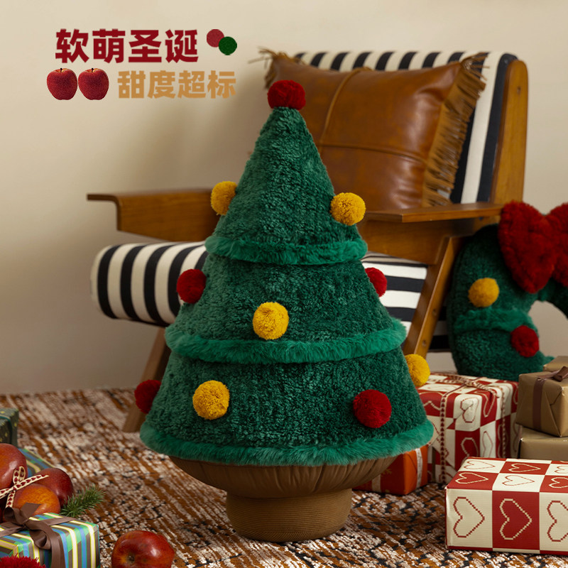 圣诞树异形抱枕沙发客厅毛绒装饰