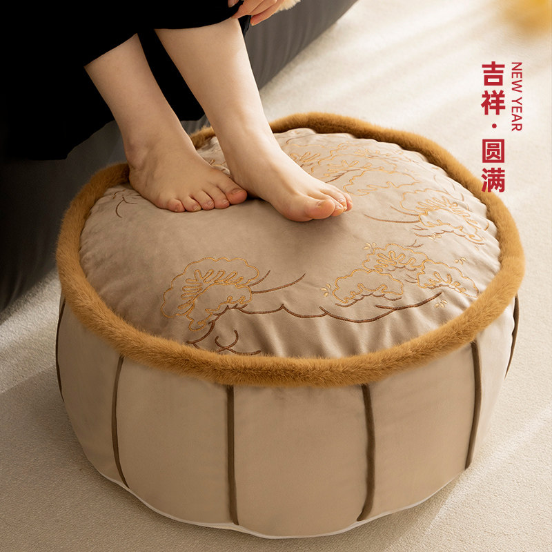 坐垫地上榻榻米新中式毛绒懒人沙发换鞋凳飘窗软蒲团坐垫客厅坐墩