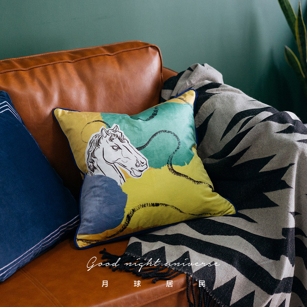 [Lunar dweller]Dream of horses Original Hand drawn Art paintings velvet Velvet Pillows Cushion pillow casein the Home Fabric , Pillow/Pillow  category - from Buy2taobao.com to provide professional Taobao agent buy service
