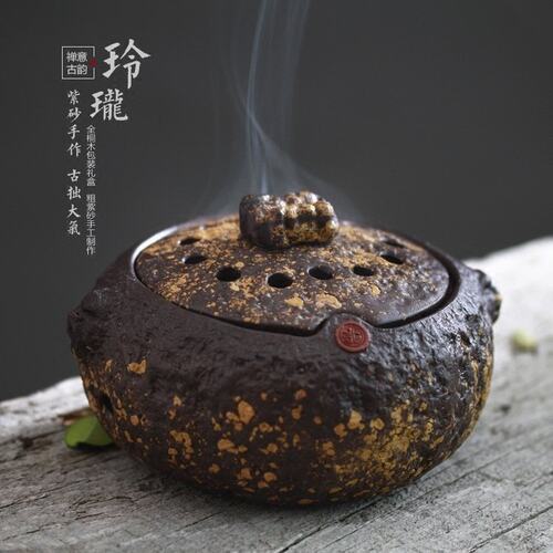 玲珑仿古紫砂香炉陶瓷创意香薰炉沉香檀香炉塔香炉盘香炉家居摆件