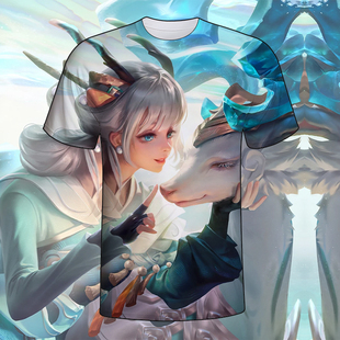 新王者荣耀短袖瑶山海碧波行衣服男女装春夏中学生青少年t恤上衣