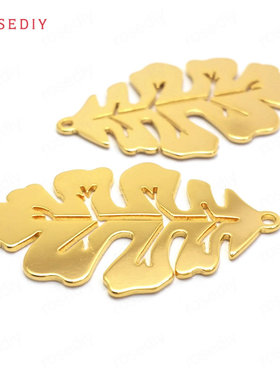 项链手链耳环耳饰Diy饰品配件32x19MM铜镀真金树叶 挂件吊坠37013