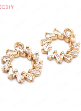 项链手链耳环耳饰Diy饰品配件保色香槟金色镶锆圆圈挂件吊坠39093