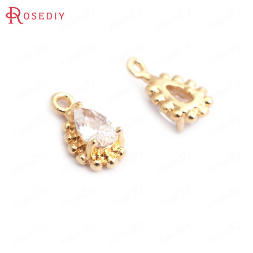 耳环耳饰配件Diy饰品配件9x5MM 铜镀真金 镶锆 水滴 挂坠 35186