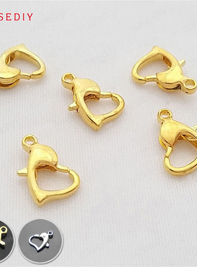 项链手链Diy饰品配件 项链接扣 8MM 海豚 心形 龙虾扣 金色 30266