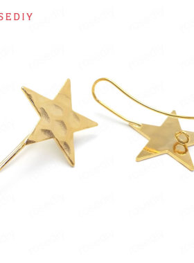 Diy饰品耳环耳饰配件高30MM 星星20MM 铜镀真金 星星 耳勾 37082