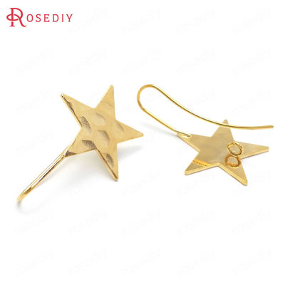 Diy饰品耳环耳饰配件高30MM 星星20MM 铜镀真金 星星 耳勾 37082