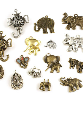 DIY复古合金 饰品配件 合金挂件 挂坠 项链吊坠 小象 大象 22894