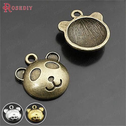 复古合金饰品配件20*17MM熊猫挂件吊坠金色古青铜色银色