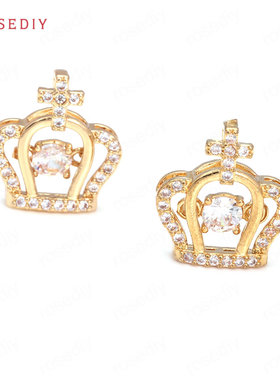 项链手链耳饰Diy饰品配件 铜+锆石 十字架 皇冠 挂件 吊坠 41479