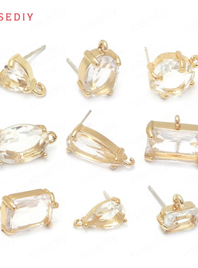 Diy饰品耳环耳饰耳针配件24K香槟金椭圆925银针耳钉(含耳塞)38513