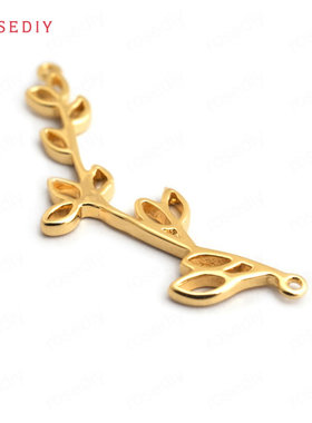 项链耳环耳饰Diy饰品配件32x16MM铜镀真金树枝 挂件34837