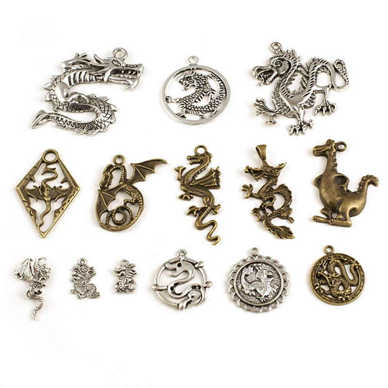 DIY复古合金 饰品配件 挂件 挂坠 项链吊坠 中国龙 飞龙 20119