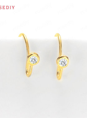 Diy饰品耳环耳饰耳针配件17x15MM铜镀真金镶锆石 耳勾耳钩35868