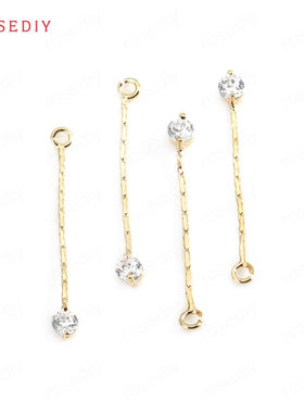 耳环发饰头饰Diy饰品配件3x26MM铜+锆石镀真金镶锆流苏挂件34484