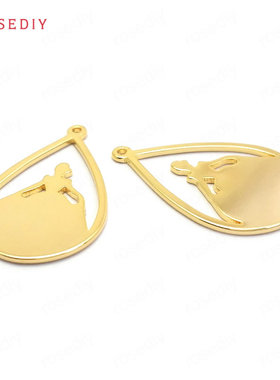 项链耳环耳饰Diy饰品配件25x16MM铜镀真金水滴公主 挂件吊坠37009