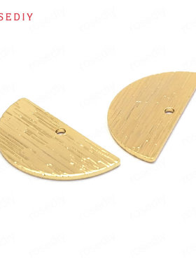 Diy饰品配件11x21MM 孔1MM 铜镀真金 单孔 条纹半圆 挂件 34402