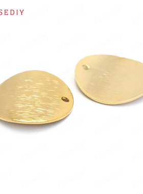 Diy饰品铜镀真金项链手链耳环发饰头饰配件条纹弧面圆片挂件33649