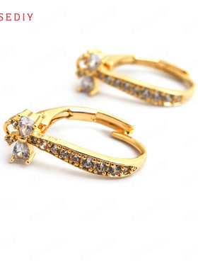 Diy饰品耳环耳饰配件高16.5MM蝴蝶结水滴形镶锆耳勾耳钩34945