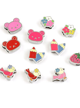 Diy串珠材料 方皮绳串珠 手链配件 方孔珠 滴油铬色 手链珠 27724