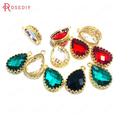 项链耳环耳饰Diy饰品配件10x14MM24K香槟金色水滴形挂件吊坠38587