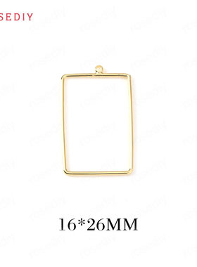 Diy饰品耳环耳饰耳针配件16x26MM铜镀真金长方形 挂件34672