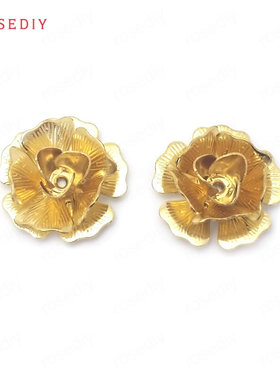 项链手链耳环耳饰Diy饰品配件15MM 高6.5MM铜黄铜色立体花38502